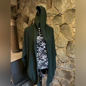 Tahari Forest Green Hooded Cardigan 2X